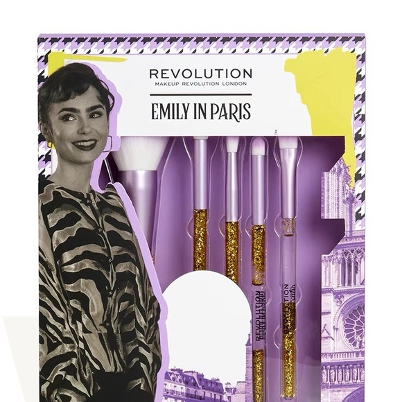 Revolution Emily in Paris Makeup Brush Set - Gold and Purple - Picture 1 of 3